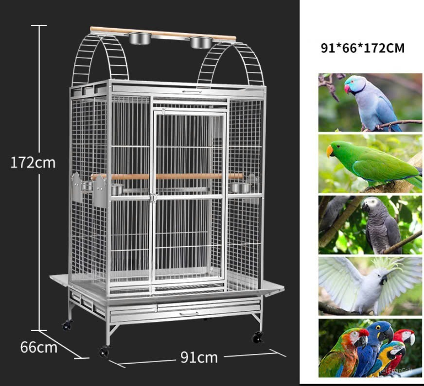 Chuồng nuôi vẹt inox PLB010.
